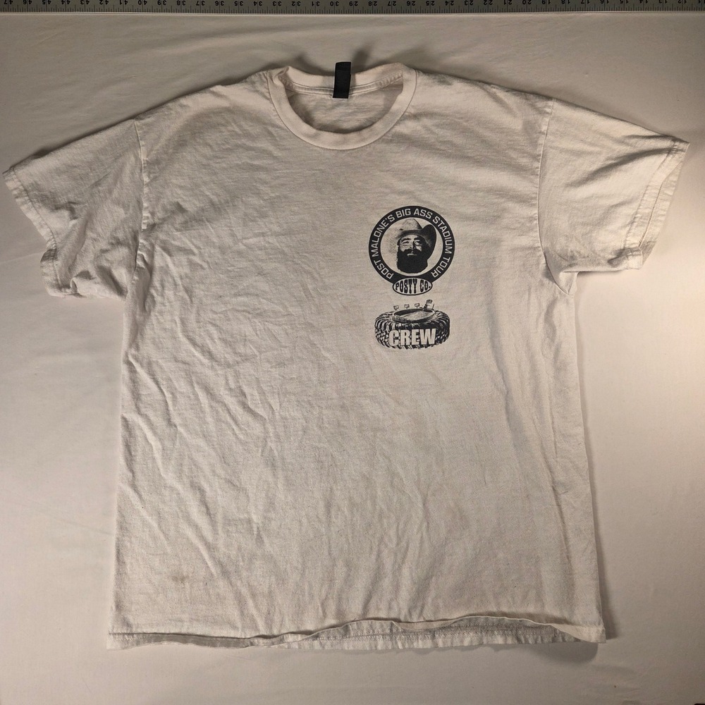Post Malone's Big Ass Stadium Tour Local Crew T Shirt White Size XL FLAWS